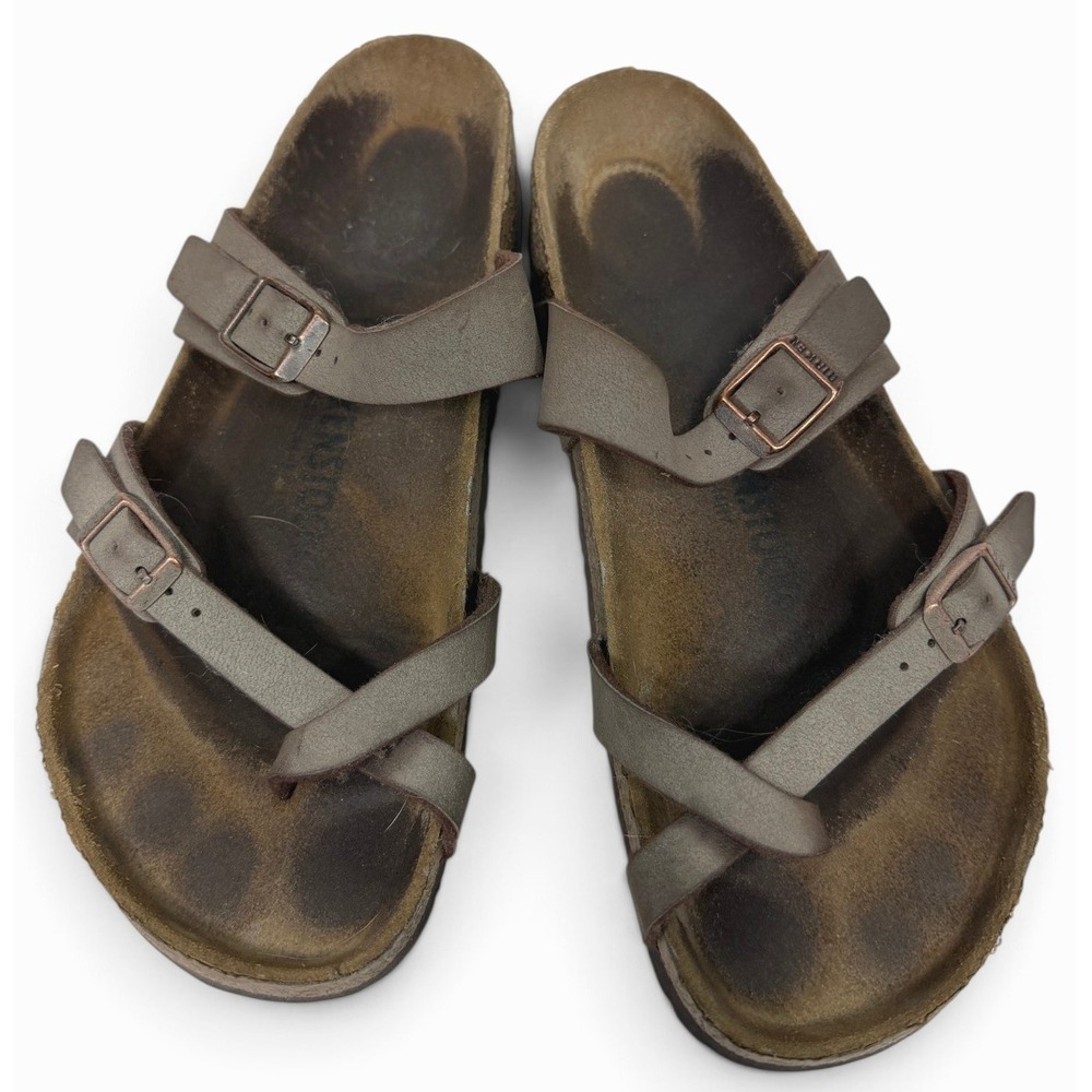 Birkenstock Mayari Birko Flor Sandals Straps Women 39 US 8 8.5 Mocha Brown